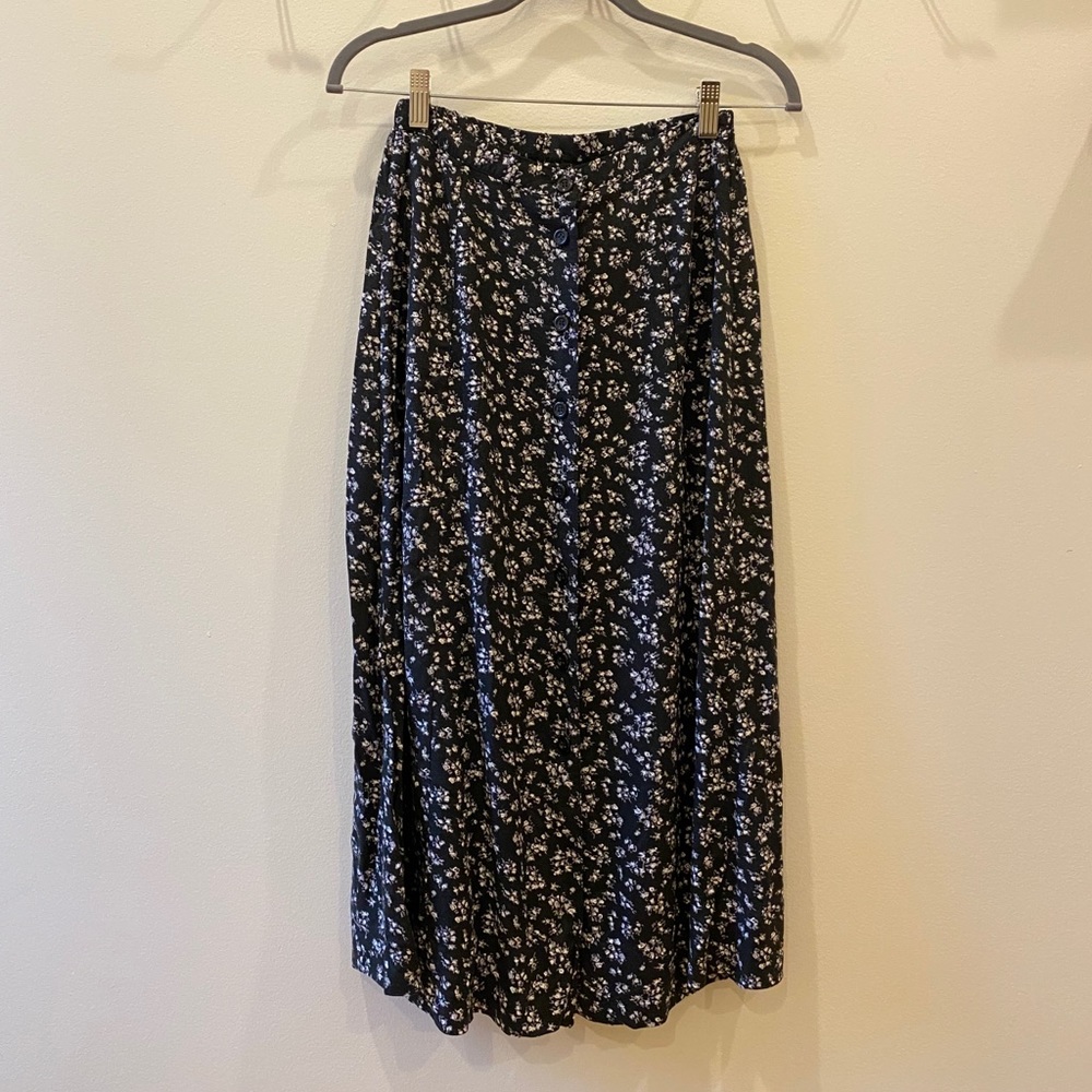 Vintage Button-through Floral Midi/Maxi Skirt
